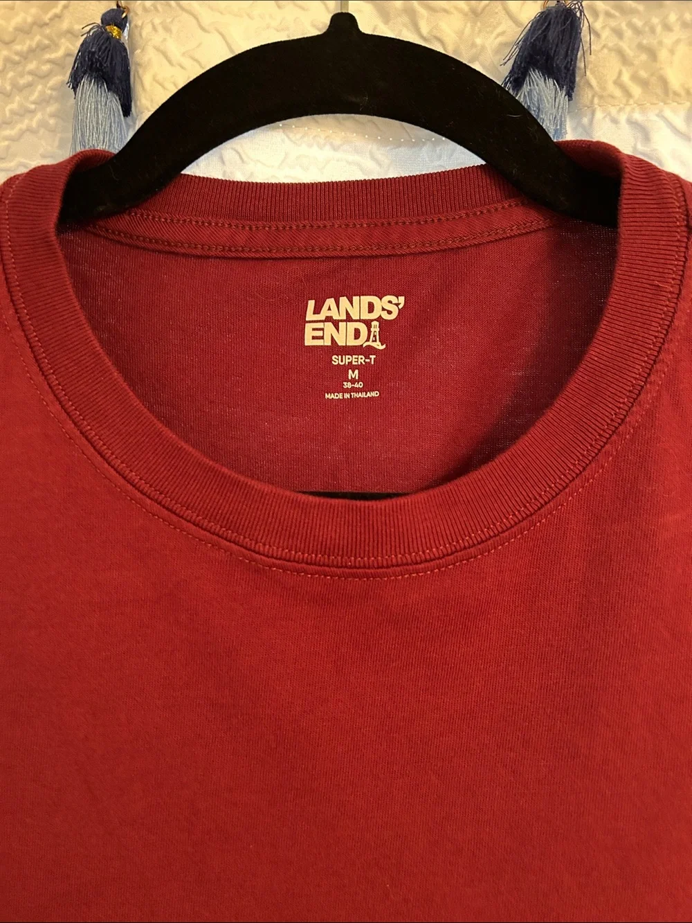Lands' End Men's Long-Sleeve Crewneck Shirt - Wine Red
